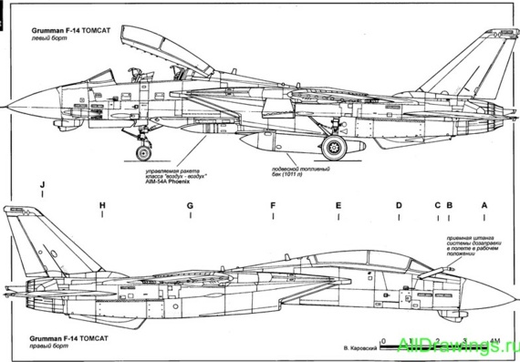 Grumman F-14 Tomcat чертежи (рисунки) самолета
